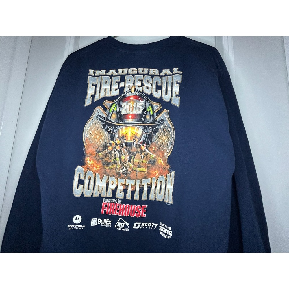 2015 Inaugural Fire Rescue Competition Graphic Long Sleeve T-Shirt Mens Large